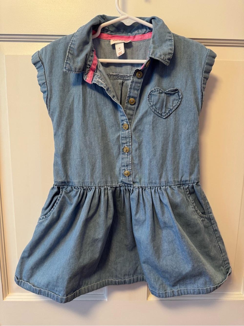 Cat & Jack Light Blue Denim Heart-Accent Girls' Dress